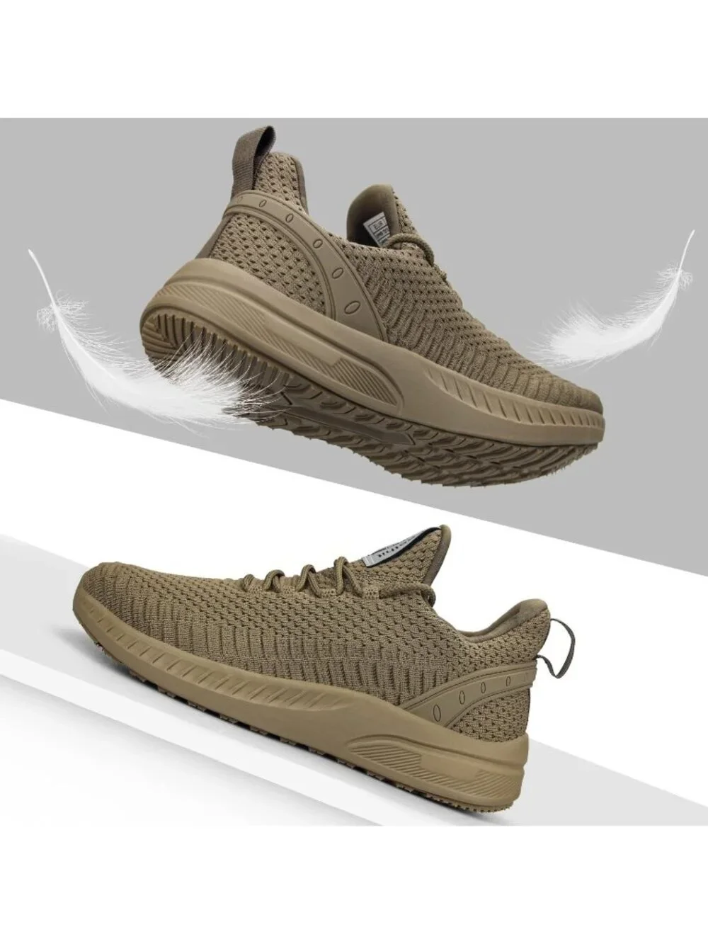 Women's Khaki Mesh Lightweight Casual Tennis Running Sneakers for Travel Work